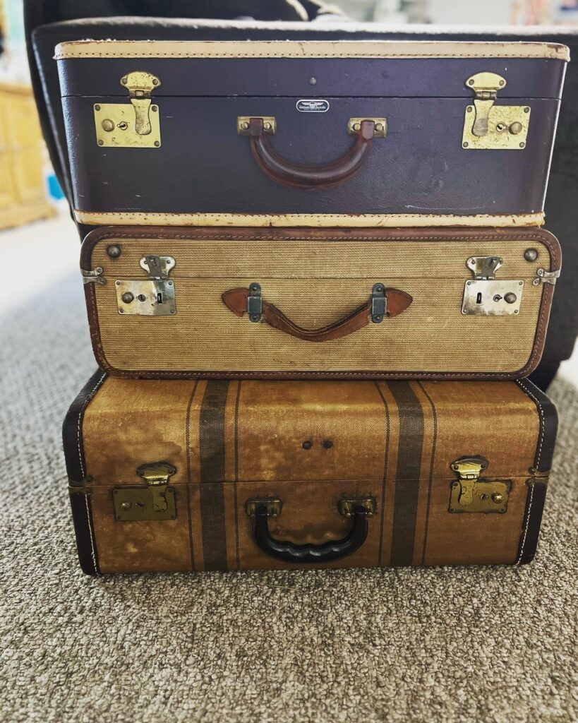 vintage suitcases used as end table