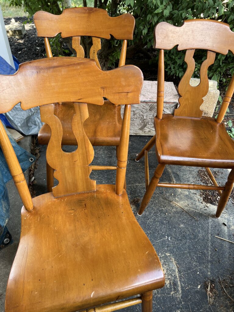 medium wood pine antique chairs